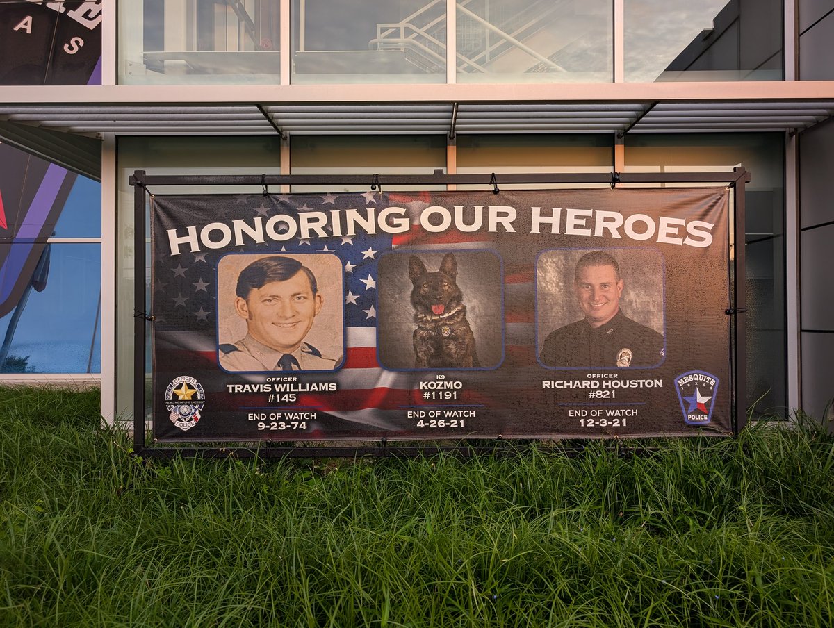 This National Police Week (5/11 through 5/17), the <a href="/MesquitePA/">Mesquite Police Association</a> solemnly honors the brave men and woman who have made the ultimate sacrifice in service to our community and beyond.

We remember <a href="/cityofmesquite/">City of Mesquite, Texas</a> Police Officer Travis Williams #145, K9 Kozmo #1191, and Officer