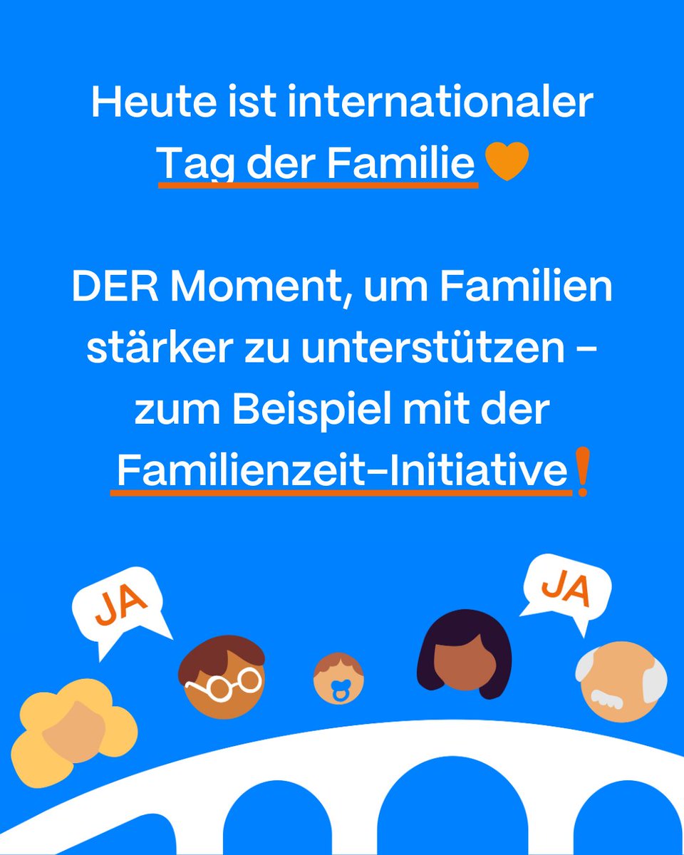 Heute ist internationaler Tag der Familie 🧡 Die Schweiz hat grossen Aufholbedarf - sie ist aktuell kein familienfreundliches Land. Unsere #FamilienzeitInitiative ist ein wichtiger Schritt für bessere #Vereinbarkeit. DER perfekte Tag, um zu unterschreiben: familien-zeit.ch
