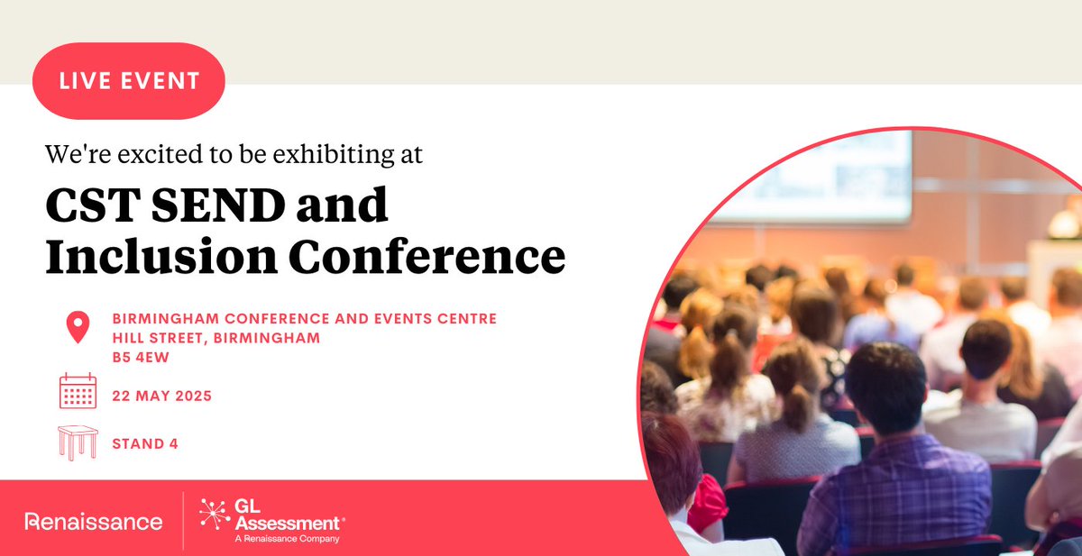 Renaissance UK & Ireland (@renlearnuk) on Twitter photo We’ll be at the <a href="/CSTvoice/">Confederation of School Trusts</a> SEND and Inclusion Conference next week!
We’re looking forward to discussing this year’s theme — leading inclusion across a Trust — plus the CST’s 10 principles for a new #SEND system and effective mainstream inclusion strategies.
See you there! 👋 We’ll be at the <a href="/CSTvoice/">Confederation of School Trusts</a> SEND and Inclusion Conference next week!
We’re looking forward to discussing this year’s theme — leading inclusion across a Trust — plus the CST’s 10 principles for a new #SEND system and effective mainstream inclusion strategies.
See you there! 👋