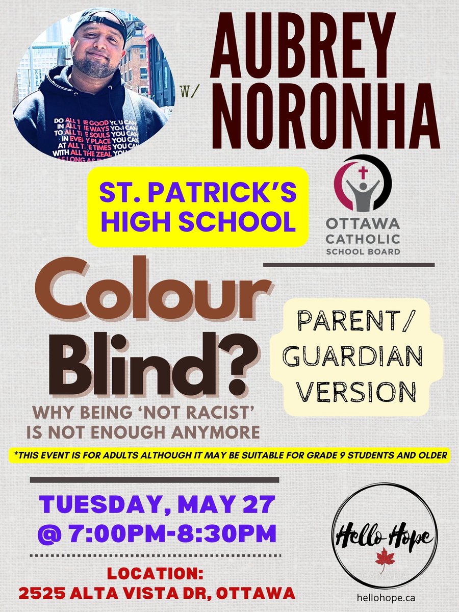 Ottawa CSPA (@ottawacspa) on Twitter photo NEW DATE! <a href="/StPatricksOCSB/">St. Patrick's High School</a> is excited to be welcoming back <a href="/AubreyNoronha/">Aubrey Noronha</a>! Be sure to come by for this important conversation, happening in the Learning Commons May 27th at 7pm. See flyer for more info! <a href="/OttCatholicSB/">Ottawa Catholic School Board</a> <a href="/ocsbequity/">@OCSBEquity</a> NEW DATE! <a href="/StPatricksOCSB/">St. Patrick's High School</a> is excited to be welcoming back <a href="/AubreyNoronha/">Aubrey Noronha</a>! Be sure to come by for this important conversation, happening in the Learning Commons May 27th at 7pm. See flyer for more info! <a href="/OttCatholicSB/">Ottawa Catholic School Board</a> <a href="/ocsbequity/">@OCSBEquity</a>