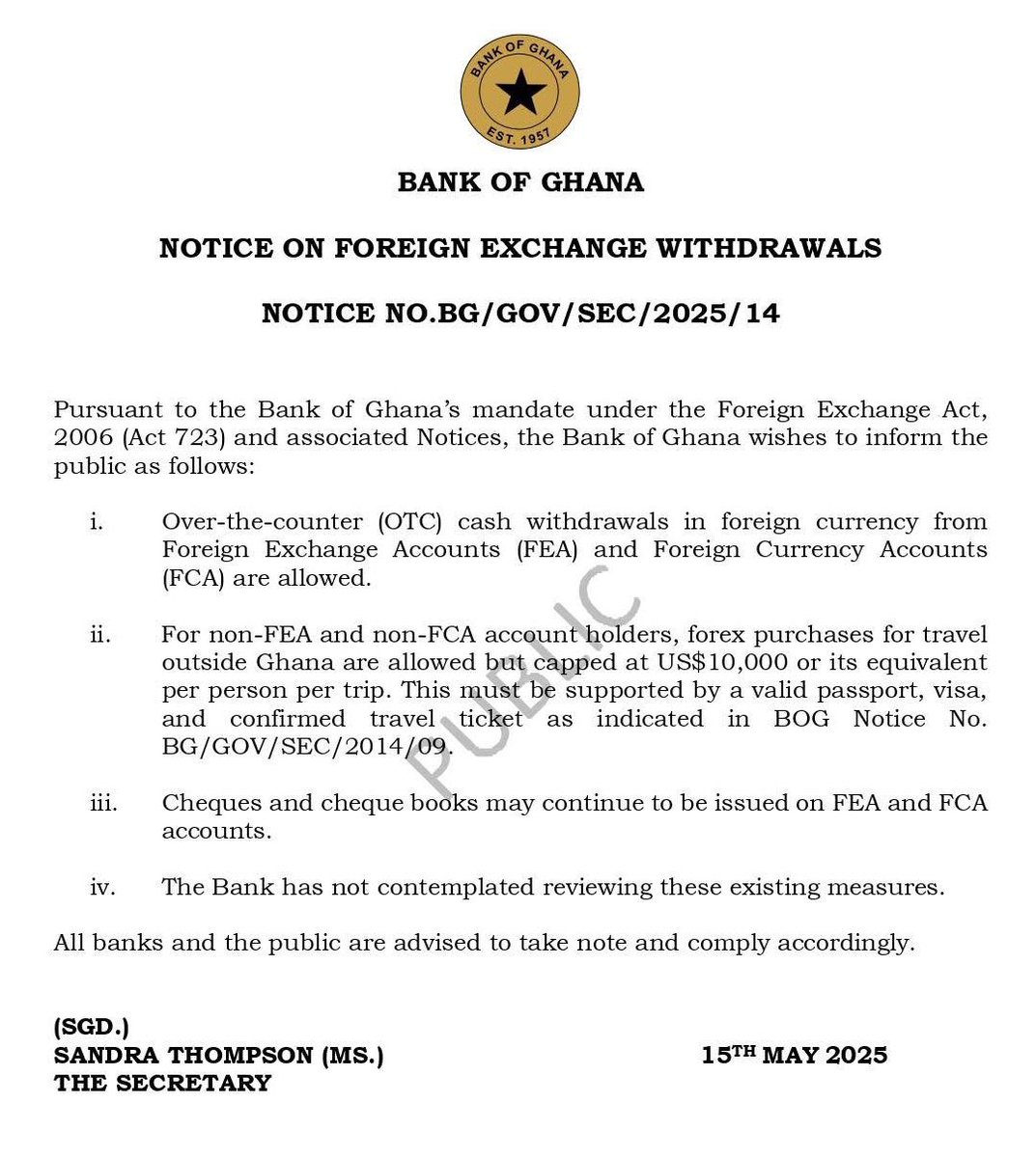 Israel Laryea (@theisraellaryea) on Twitter photo The Bank of Ghana maintains, cash withdrawals in foreign currency from forex accounts are allowed and that it has not contemplated any such restrictions as suggested by its board member and Chair of Parliamentâs Finance Committee, Isaac Adongo. The Bank of Ghana maintains, cash withdrawals in foreign currency from forex accounts are allowed and that it has not contemplated any such restrictions as suggested by its board member and Chair of Parliamentâs Finance Committee, Isaac Adongo.