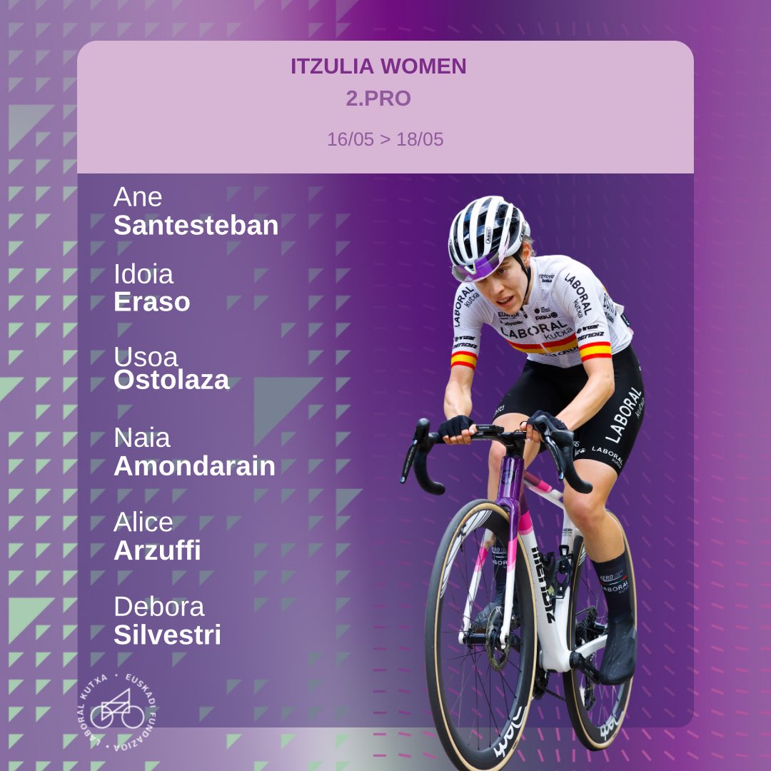 totijordi79's tweet photo. Esta es la alineación del conjunto Laboral Kutxa para disputar la Itzulia del 16 al 18 de mayo.
Ane Santesteban y Usoa Ostoloza serán las líderes del conjunto vasco en la carrera de casa y seguro que se dejarán ver cada día.
@ehitzulia
#ehitzulia
@LABORALkTeam
#LaboralKTeam https://t.co/JGZRs83Wae