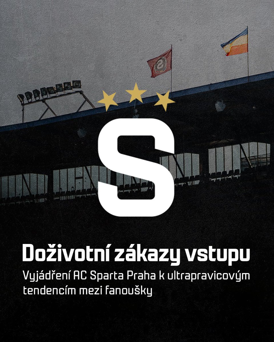 Doživotní zákazy vstupu 🙅🏻‍♂️

AC Sparta Praha odsuzuje projevy rasismu, antisemitismu a nenávistného chování ve všech formách. Na stadionu i mimo něj. Ve společnosti, ale i v řadách vlastních fanoušků. Tyto postoje jsou nepřijatelné a v přímém rozporu s hodnotami, které klub