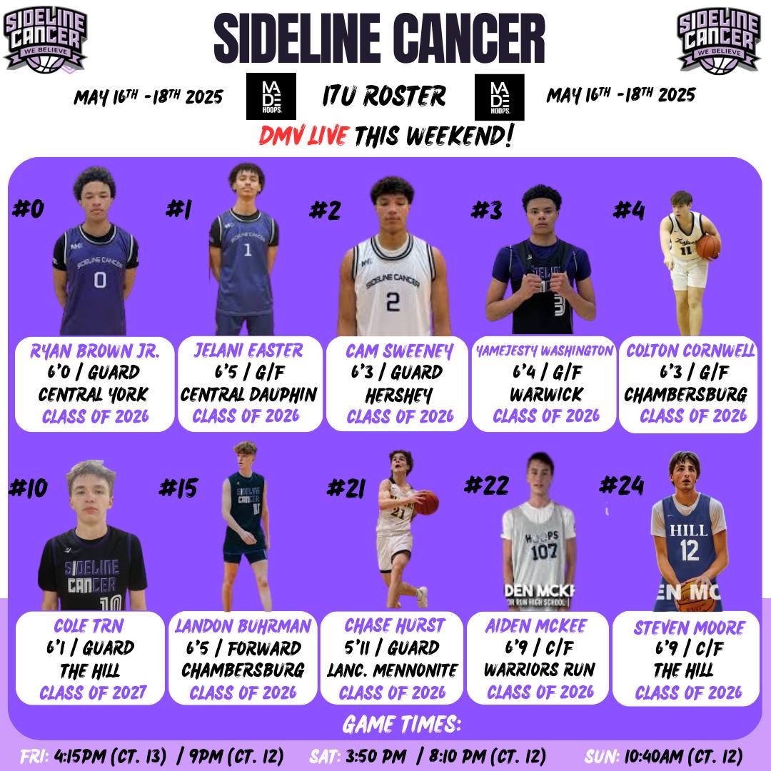 Sideline Cancer Boys AAU (@slc_basketball) on Twitter photo Coaches here is our 17u schedule for DMV LIVE.
<a href="/madehoops/">MADE Hoops</a> <a href="/ekess33_MADE/">Eric Kessler Jr.</a> <a href="/Jeff_Kovner/">Jeff Kovner</a> <a href="/ColbyGHoops/">Colby Giacubeno</a> <a href="/EmnekoSweeney/">Coach Emneko Sweeney</a> <a href="/CoachTrevOrr/">Sideline Cancer MHC</a> Coaches here is our 17u schedule for DMV LIVE.
<a href="/madehoops/">MADE Hoops</a> <a href="/ekess33_MADE/">Eric Kessler Jr.</a> <a href="/Jeff_Kovner/">Jeff Kovner</a> <a href="/ColbyGHoops/">Colby Giacubeno</a> <a href="/EmnekoSweeney/">Coach Emneko Sweeney</a> <a href="/CoachTrevOrr/">Sideline Cancer MHC</a>