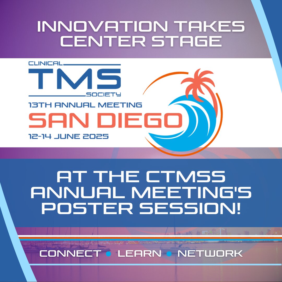 ClinicalTMS's tweet image. With 65 presentations on display, you&apos;ll have a unique opportunity to witness groundbreaking research firsthand. Mark your calendars for June 13th, 4:00 PM - 5:30 PM.
Register: bit.ly/3DojcE3 
#CTMSSAnnualMeeting #TMSAdvances #PosterPresentations