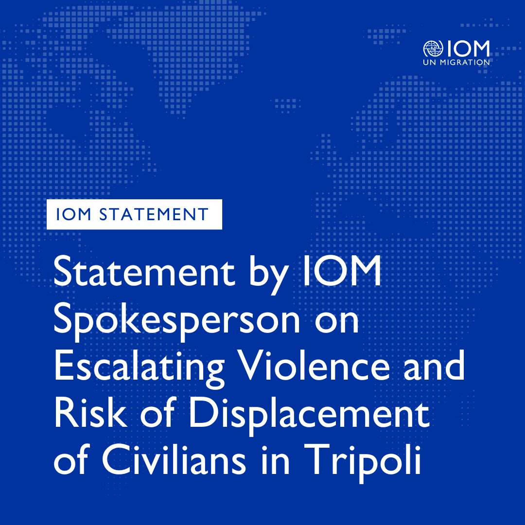 IOM - UN Migration 🇺🇳 (@unmigration) on Twitter photo The recent escalation of violence in Tripoli, #Libya is alarming.
Together with <a href="/UN/">United Nations</a> agencies and partners, we call for an end to the hostilities to ensure the safety and well-being of civilians.
Read more: iom.int/ZGC The recent escalation of violence in Tripoli, #Libya is alarming.
Together with <a href="/UN/">United Nations</a> agencies and partners, we call for an end to the hostilities to ensure the safety and well-being of civilians.
Read more: iom.int/ZGC