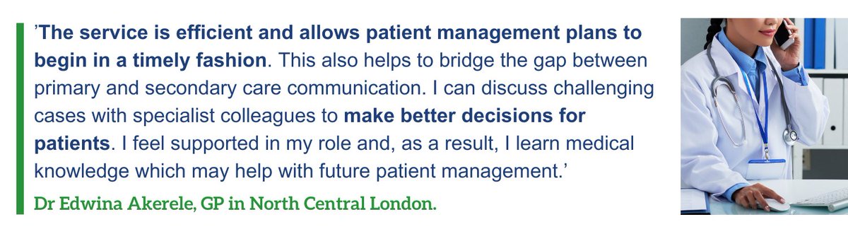 Consultant Connect (@consultantconn) on Twitter photo Clinicians across <a href="/NHS_NCLICB/">NHS North Central London</a> have access to Enhanced Advice & Guidance (A&G) via Consultant Connect, providing them with specialist advice.
We spoke with local GPs Dr Edwina Akerele and Dr Victoria Beasley about how A&G helps them support their patients: bit.ly/3zEVs70 Clinicians across <a href="/NHS_NCLICB/">NHS North Central London</a> have access to Enhanced Advice & Guidance (A&G) via Consultant Connect, providing them with specialist advice.
We spoke with local GPs Dr Edwina Akerele and Dr Victoria Beasley about how A&G helps them support their patients: bit.ly/3zEVs70