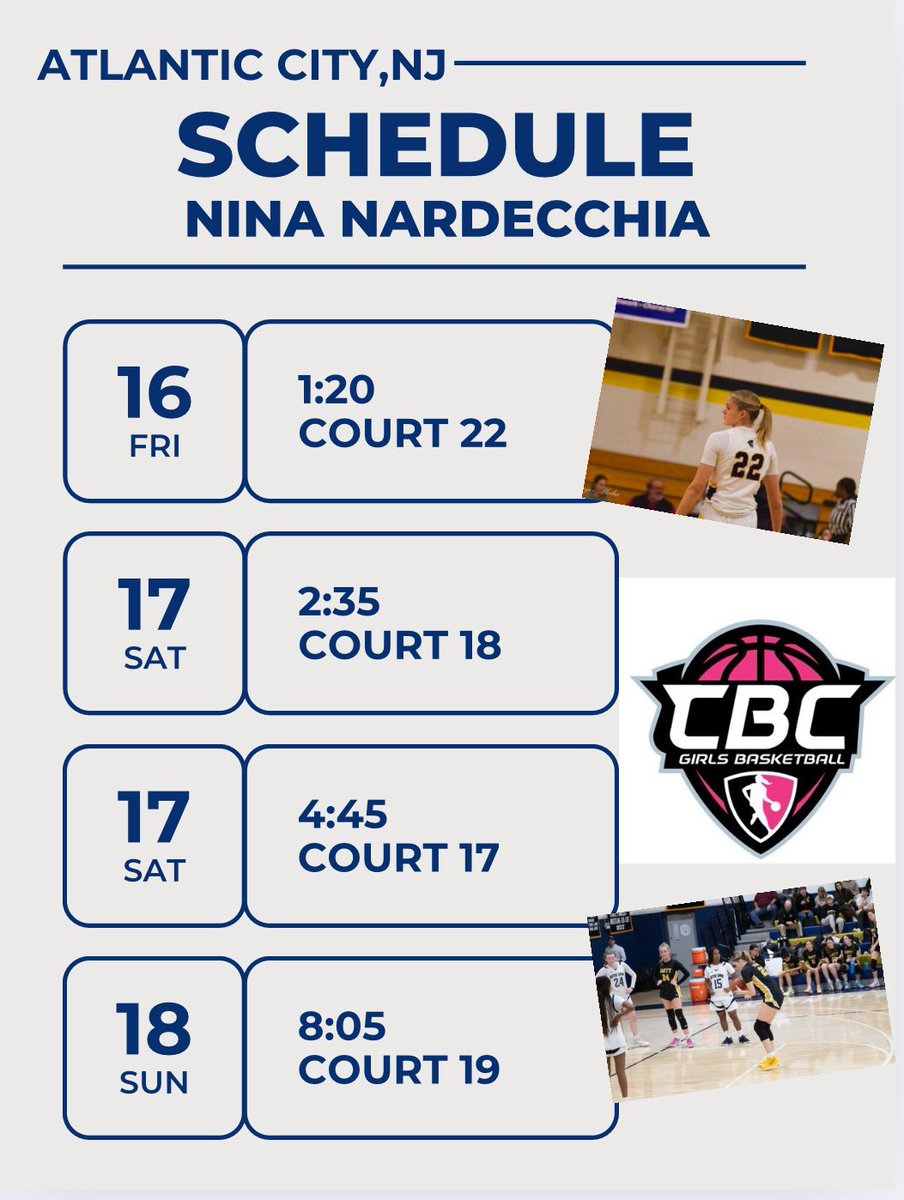 Schedule for this upcoming weekend at Atlantic City!! #cbc