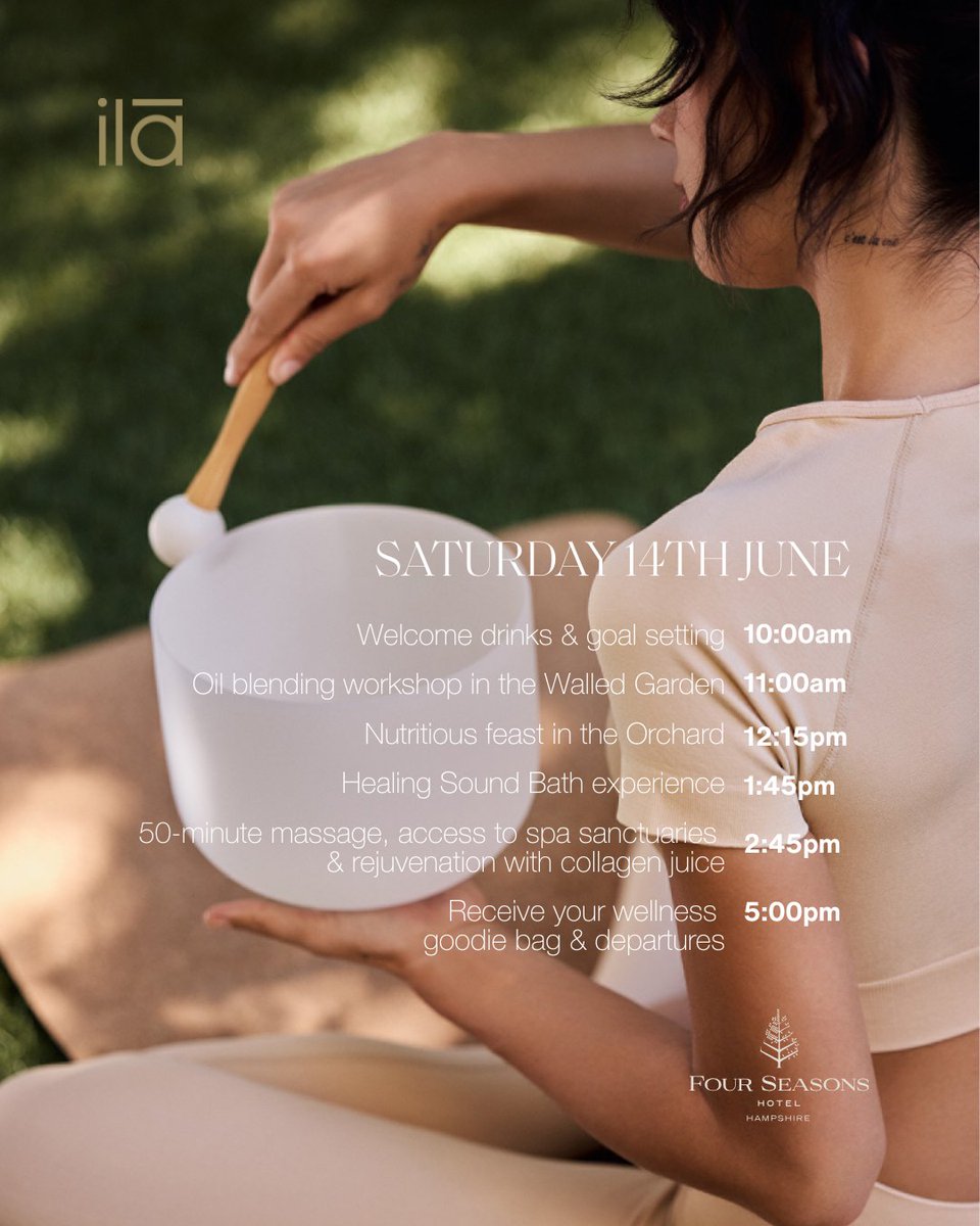 Welcome to our #GlobalWellnessDay Retreat 2025 🫧
Open to residents and day-visit guests, expect workshops, a 50-minute massage, lunch, full access to the spa, a goodie bag &amp; more.

£200, to book: ☎️ 01252 853000 or 📨 spa.hampshire@fourseasons.com
fb.me/e/I4FwuwwEg
