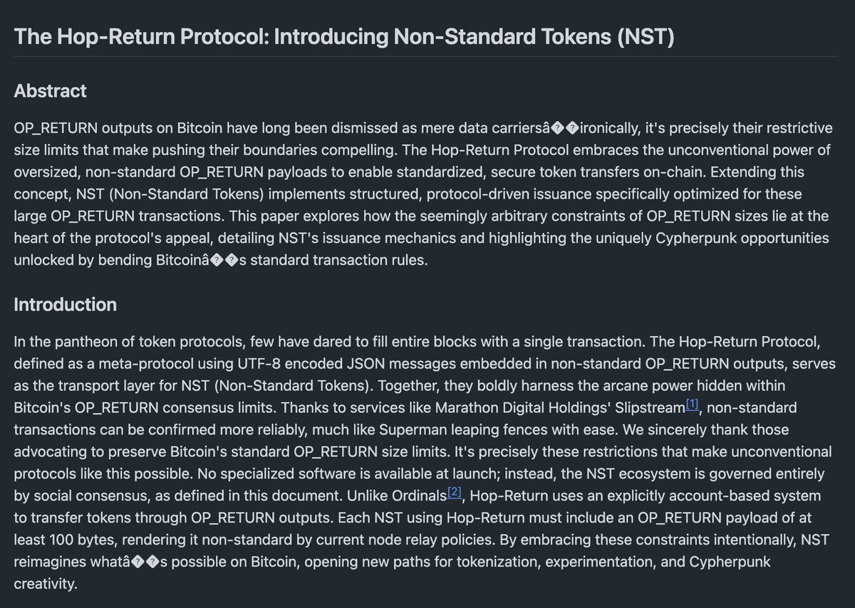 The Hop-Return Protocol: Introducing Non-Standard Tokens (NST)
