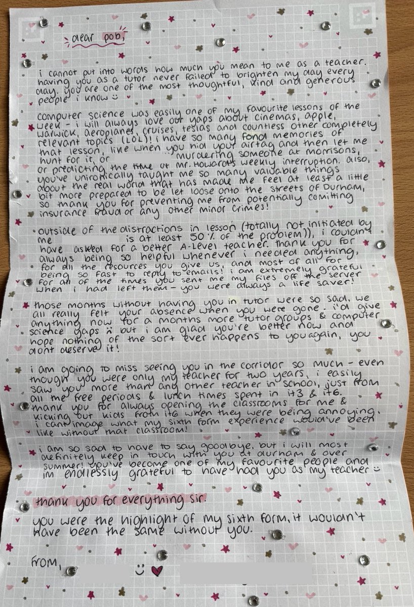 Teaching is a strange but amazing job.
Every so often you get something like this that just makes up for all the other stuff that goes on.