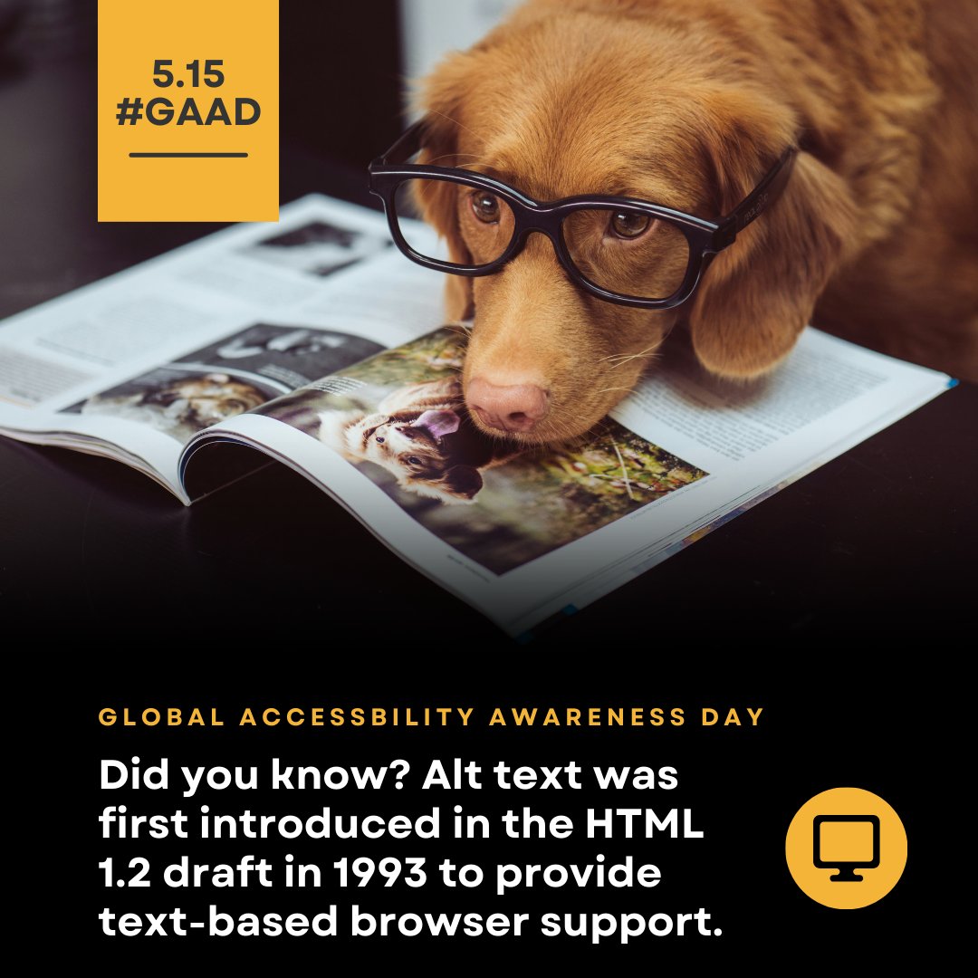 TheOfficialACM's tweet image. Happy #GlobalAccessibilityAwarenessDay! Initially used to provide a text description of an image when it wasn't loading quickly, alt text has become not only a best practice but a requirement for compliance with accessibility standards. #GAAD