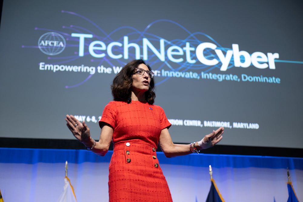 Ms. Katie Arrington, PTDO CIO, noted industry's role in a future #RMF. “Its going to be on you, on industry to do a little bit of work &amp; get 3rd party #SBOM, to get 3rd party provider to evaluate risk, populate eMASS with the artifacts, &amp; we will give you a provisional ATO…”