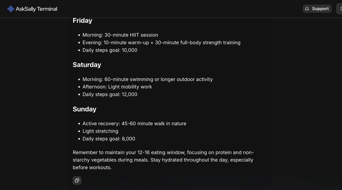 I love how <a href="/Sally_A1c/">Sally AI (a1c.base.eth)</a> works as my personal health assistant.

<a href="/Sally_Terminal/">Sally Terminal</a> is live! Stake 1000 $A1C to get your personalized lifetime health companion!

This is what crypto + AI should look like