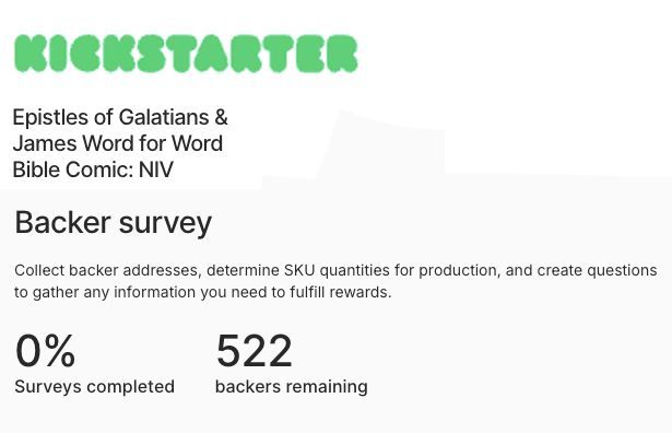 KICKSTARTER BACKERS: It's time to fill in your surveys! I just sent them out via email, so please provide your address, t-shirt size and if you want a thank you in the book, or you won't get nuffin!