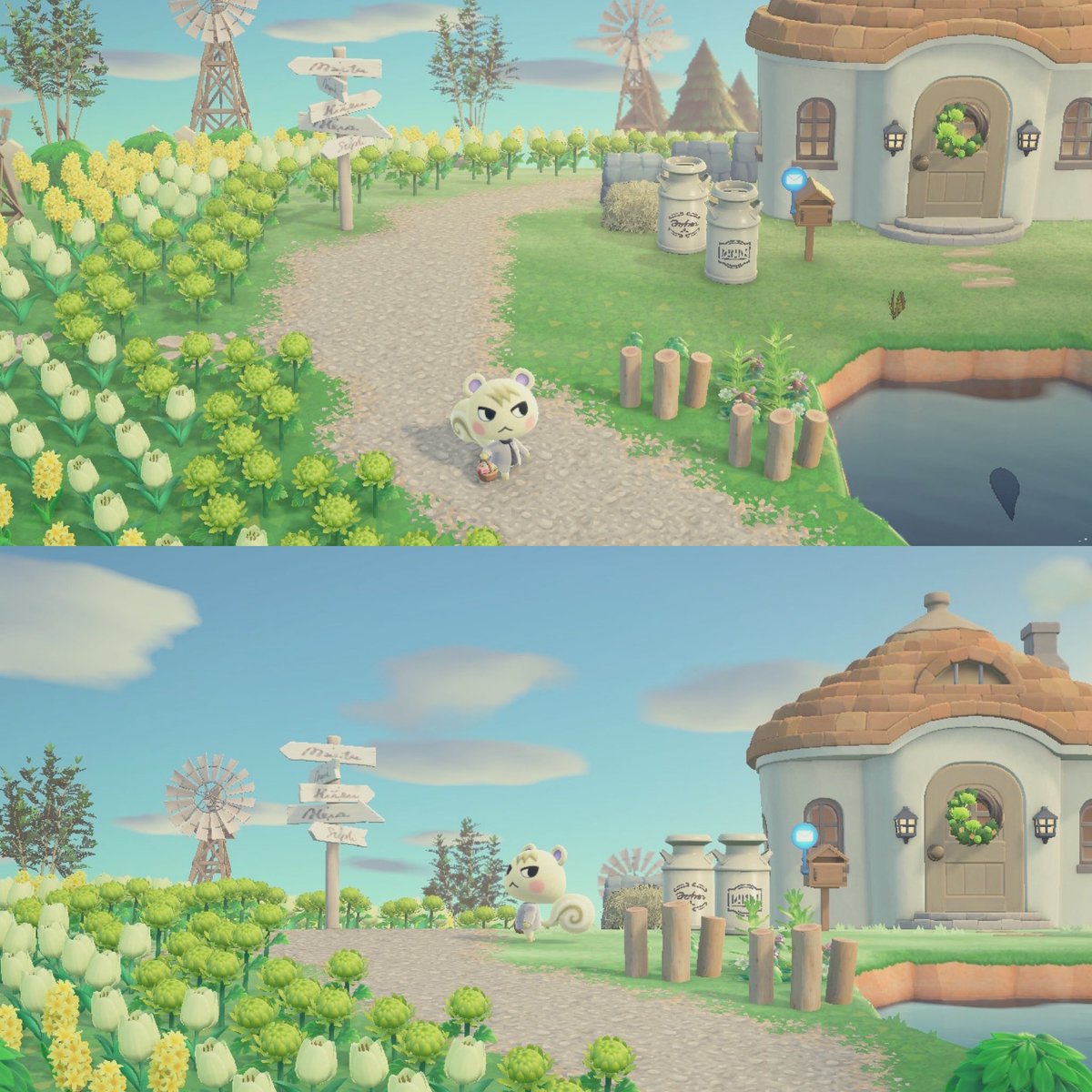 以前から拝見していためいさん（<a href="/May_orangeto/">𝙼𝚊𝚢(めい)@オランジェ島</a> ）の動画が好みに刺さりすぎて、居ても立っても居られず、島破壊して作り直し中👷‍♀️
エントランス前の自宅、とても可愛くできて家から出るたびに癒されて最高🌼🌳