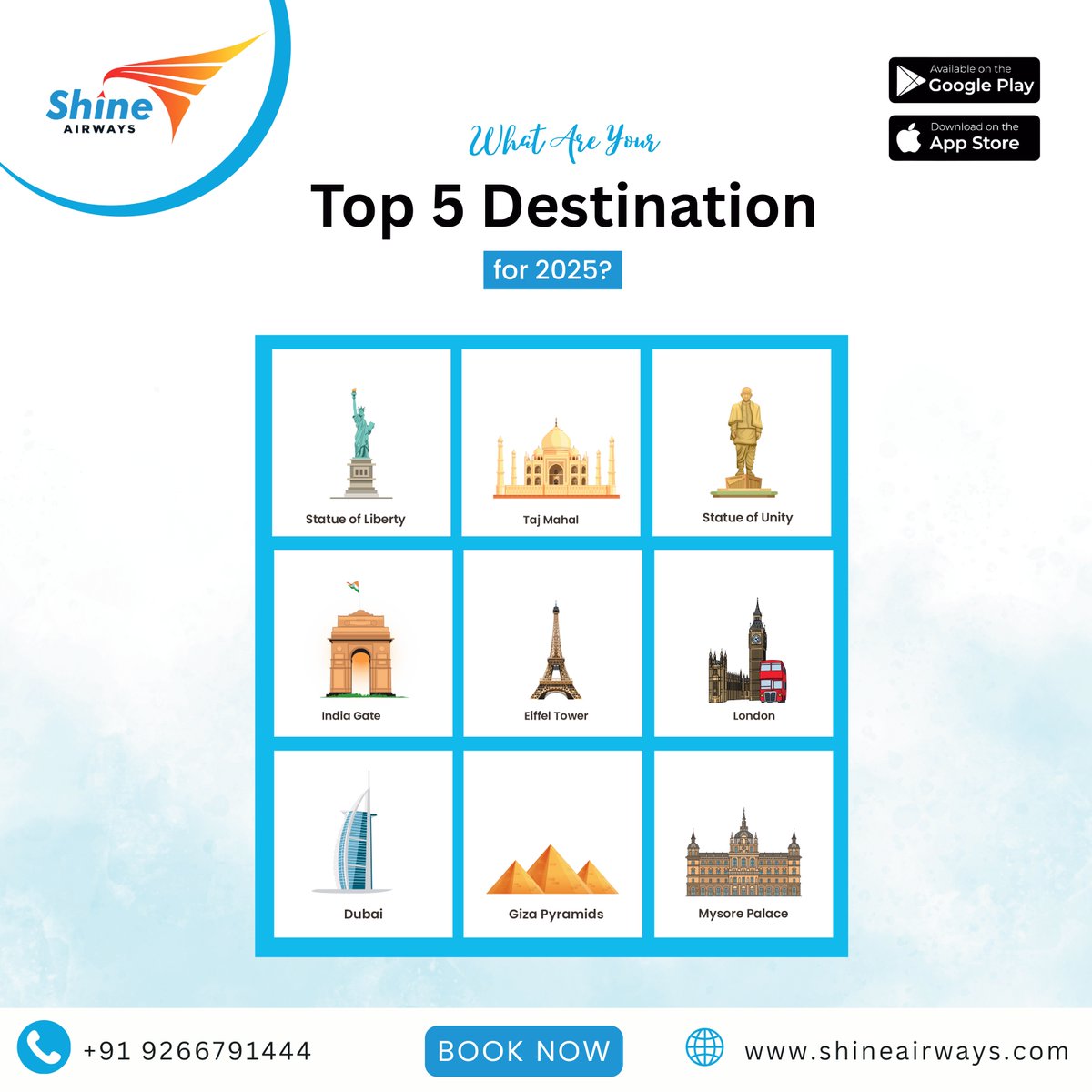 ShineAirways's tweet photo. Let’s play: drop your dream destination in the comments 👇

☎️ +91 9266791444
🌐 https://t.co/J0KVHL79Hi

.
.
.
.

#shineairways #FlightBooked
#trendy #trendingpost #tourpackages #nanital #friends #officeworks #couple #instagram #travelers #travelquiz https://t.co/txarZd2BlK