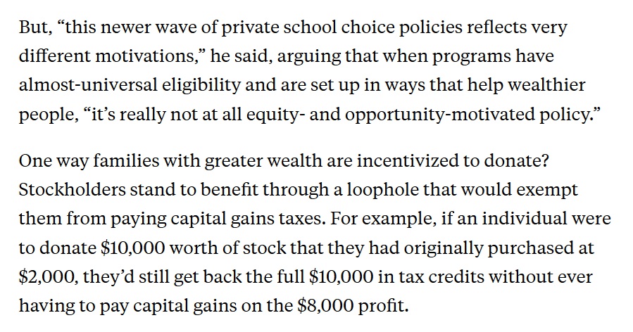So weird how party of the working class keeps accidentally rewarding wealthy investors. Case in point: the voucher program that was smuggled into the big beautiful bill - &amp; which just happens to provide stockholders w/ a new loophole for avoiding capital gains taxes