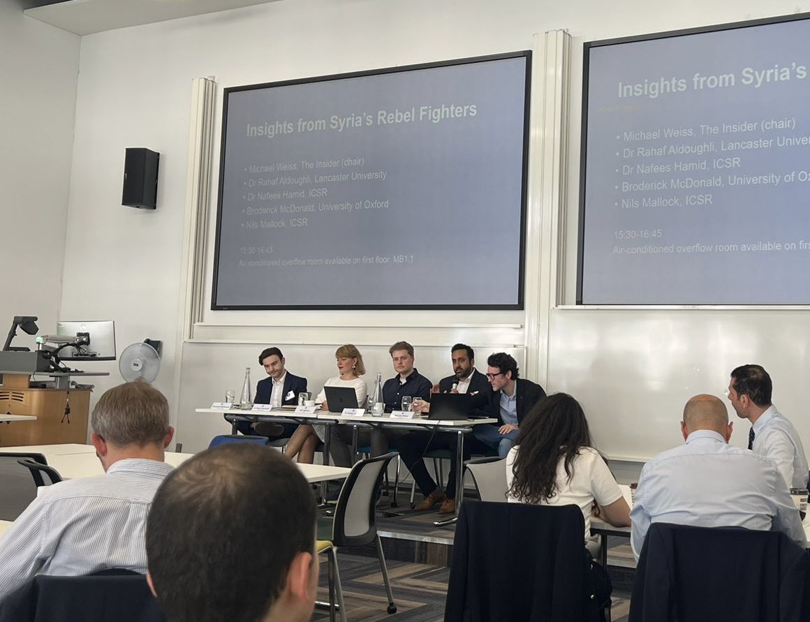 Nafees Hamid, PhD (@nafeeshamid) on Twitter photo Was happy to close out the <a href="/ICSR_Centre/">Johanna Inness</a>’s fantastic Syria conference with my <a href="/XCEPT_Research/">XCEPT Research</a> colleagues as we presented our survey and interview findings with Syrian rebel fighters.
<a href="/r_aldoughli/">dr rahaf aldoughli</a> <a href="/BroderickM_/">Broderick McDonald</a> <a href="/lock_nils/">Nils Mallock</a> <a href="/michaeldweiss/">Michael Weiss</a> Was happy to close out the <a href="/ICSR_Centre/">Johanna Inness</a>’s fantastic Syria conference with my <a href="/XCEPT_Research/">XCEPT Research</a> colleagues as we presented our survey and interview findings with Syrian rebel fighters.
<a href="/r_aldoughli/">dr rahaf aldoughli</a> <a href="/BroderickM_/">Broderick McDonald</a> <a href="/lock_nils/">Nils Mallock</a> <a href="/michaeldweiss/">Michael Weiss</a>