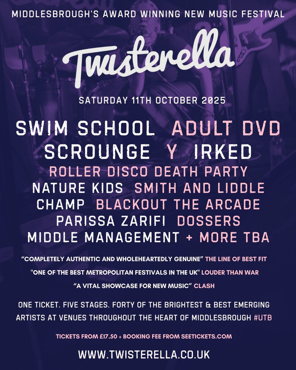 Twisterella 2025 here we go! 🙌🏼 ~ 

Very excited to be performing at this incredible festival in October 🍂 ..

Grab those tickets &amp; mark ya calendars ✌🏼🤩

#twisterella #middlesbrough #livemusic #boom