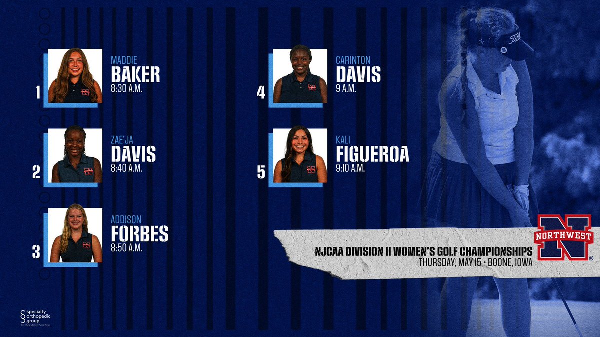 Maddie Baker will start things off at 8:30 this morning, as Northwest looks to make a dent in the team leaderboard on the third day of the NJCAA Division II Women’s Golf Championship.

#ALLN