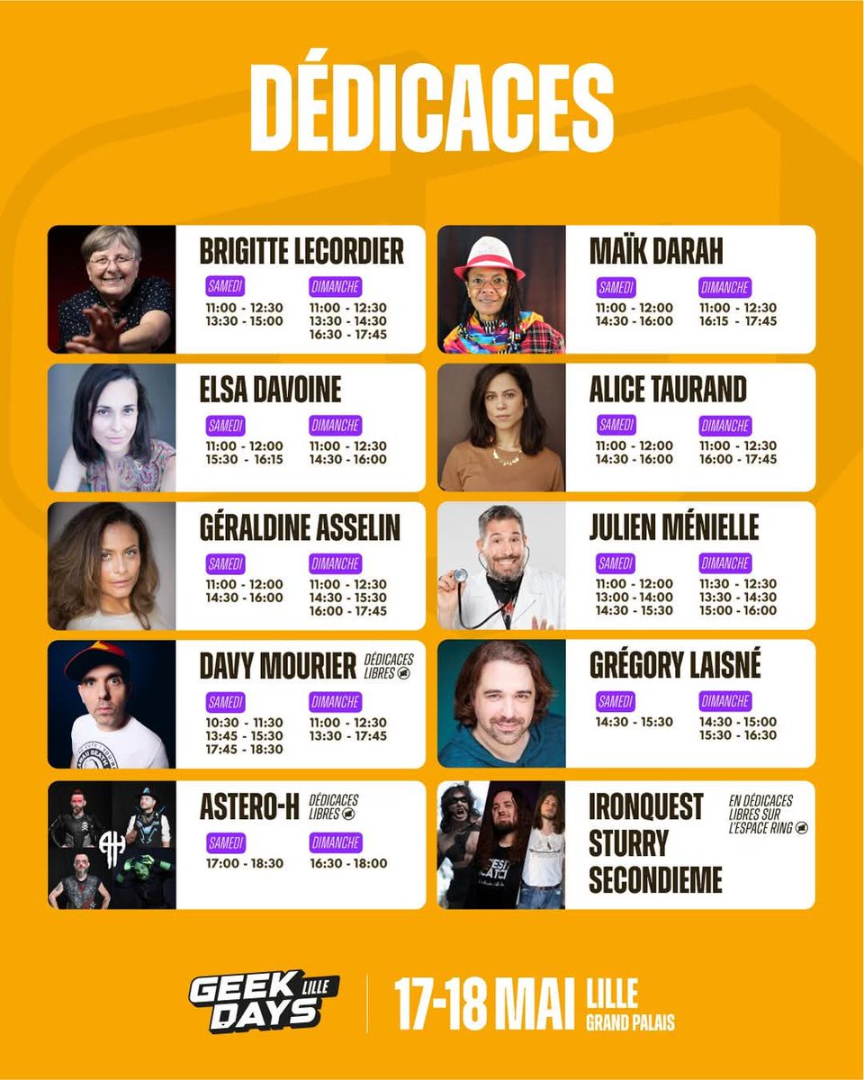 LecordierB's tweet image. Hâte de vous voir... On se retrouve ce weekend les 17 et 18 Mai à Lille !
Je serai aussi en conférence pour parler de La Petite Mort avec @davymourier 🥰