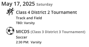 IWA_Athletics (@athletics_iwa) on Twitter photo Mark your calendars π
<a href="/MSHSAAOrg/">MSHSAA</a> Spring District Schedule announced for <a href="/iwa_track/">IWA Track and Field</a> πββοΈand <a href="/IncarnateSoccer/">IWA Soccer</a> β½οΈ
Individual event announcements with full details coming soon...
<a href="/STLhssports/">STLhighschoolsports</a> <a href="/iwaredknights/">Incarnate Word Academy</a> Mark your calendars π
<a href="/MSHSAAOrg/">MSHSAA</a> Spring District Schedule announced for <a href="/iwa_track/">IWA Track and Field</a> πββοΈand <a href="/IncarnateSoccer/">IWA Soccer</a> β½οΈ
Individual event announcements with full details coming soon...
<a href="/STLhssports/">STLhighschoolsports</a> <a href="/iwaredknights/">Incarnate Word Academy</a>
