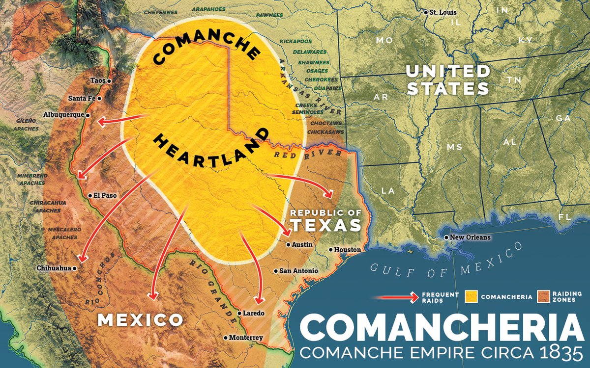 A map of Comancheria that I designed as lead map and infographics designer for a nationwide US history platform being rolled out in middle and high schools across the country right now.