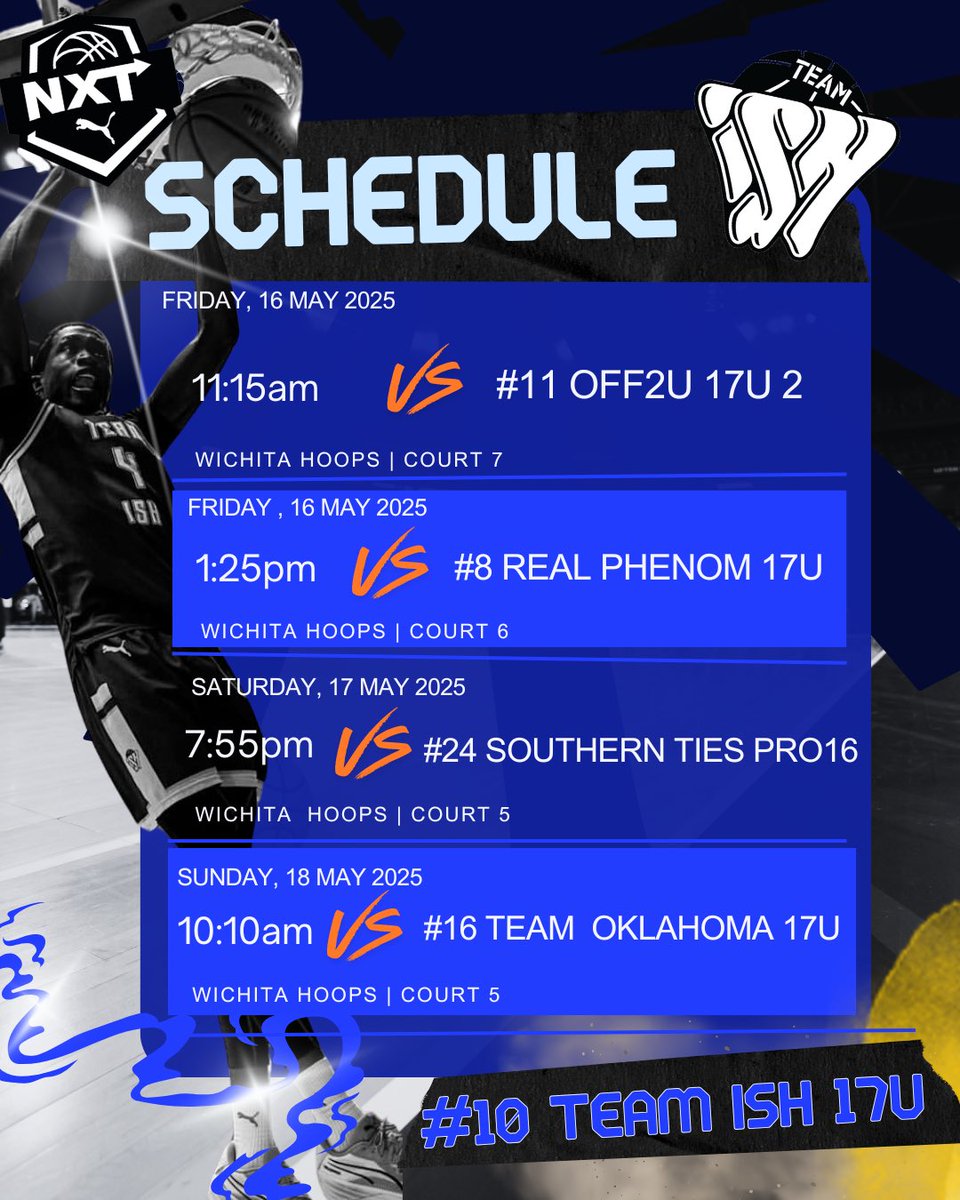 Tyzhir NaSean Dyer (@tyzhir2026) on Twitter photo I will be playing with my 10th Ranked Team ISH 17u NXTPRO (<a href="/TeamIsh2026/">TeamIsh2026</a>) this week at <a href="/PRO16League/">PRO16/NXTPRO League</a> x <a href="/NxtProHoops/">NXTPRO Hoops</a> Live Session in Kansas.
Playing the 8th, 11th & 16th ranked NXTPRO teams and the 24th ranked Pro16 team. Getting that smoke we are looking for. #TeamISH I will be playing with my 10th Ranked Team ISH 17u NXTPRO (<a href="/TeamIsh2026/">TeamIsh2026</a>) this week at <a href="/PRO16League/">PRO16/NXTPRO League</a> x <a href="/NxtProHoops/">NXTPRO Hoops</a> Live Session in Kansas.
Playing the 8th, 11th & 16th ranked NXTPRO teams and the 24th ranked Pro16 team. Getting that smoke we are looking for. #TeamISH