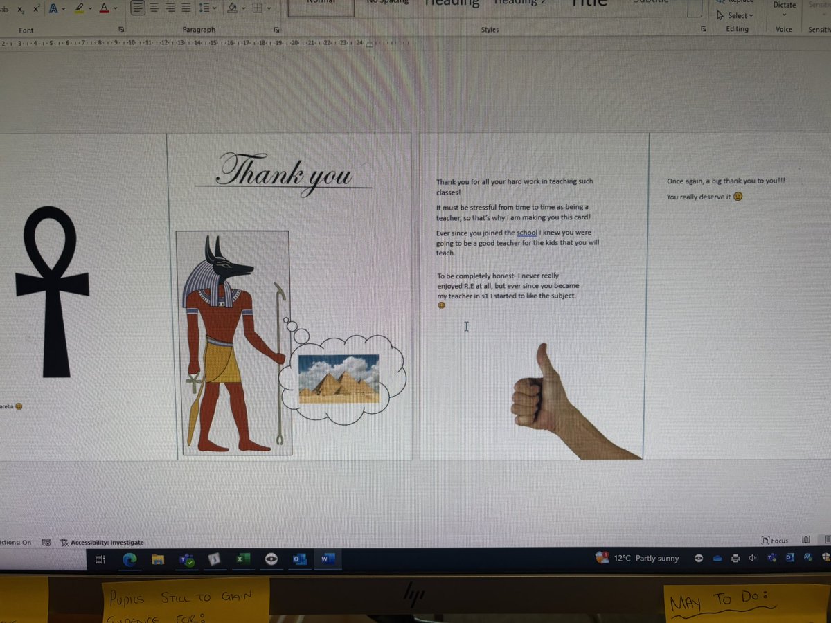 S2’s spent their last few lessons in IT creating word processing thank you cards to give to their favourite teacher before changing timetable. The messages pupils wrote were so lovely to read, I hope the recipients enjoyed getting them! 🥰