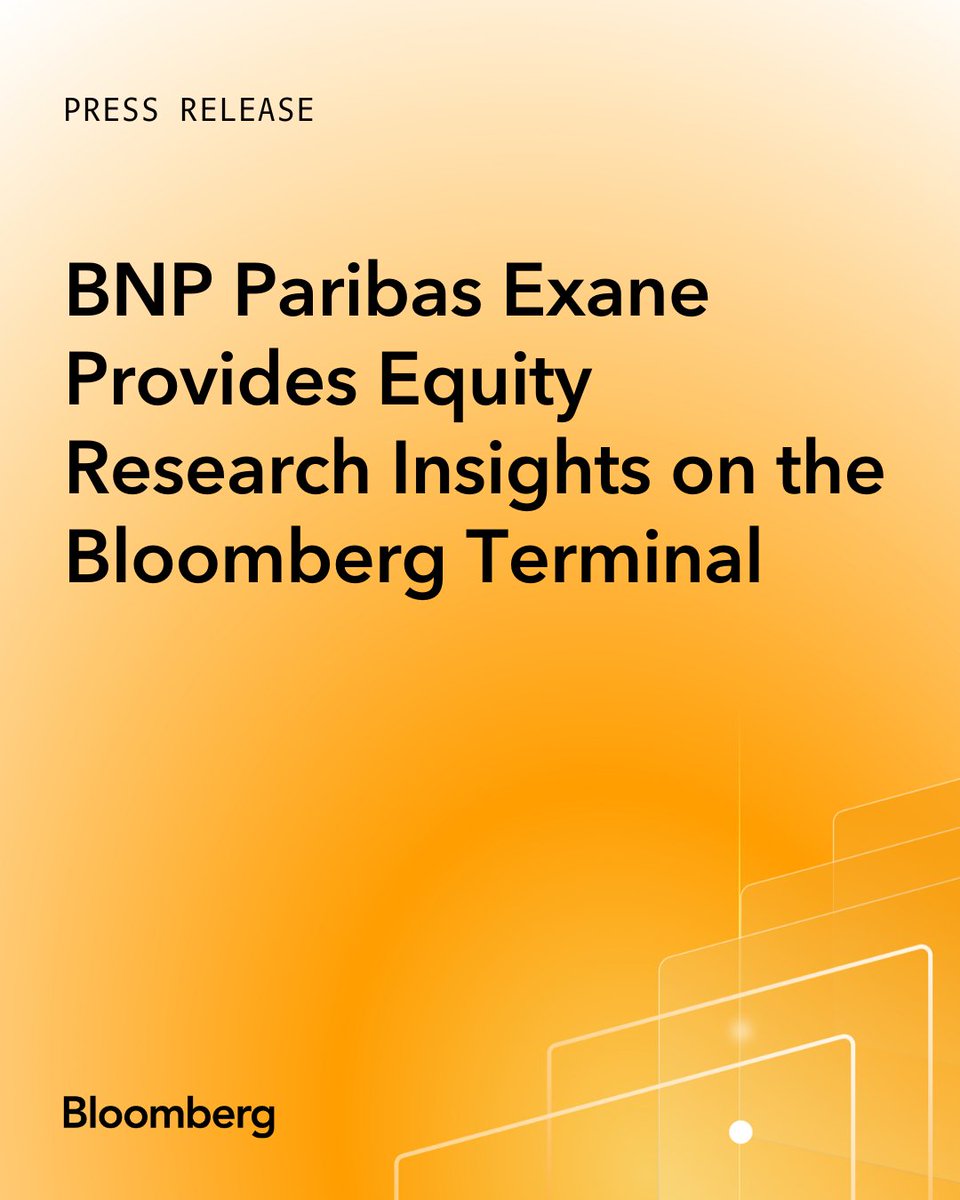 📢 We're excited to announce equity research models from BNP Paribas Exane are now available to their institutional clients on the Bloomberg Terminal. In addition, BNP Paribas' deep equity estimates will contribute exclusively to consensus on Bloomberg.

📖 Read the full press