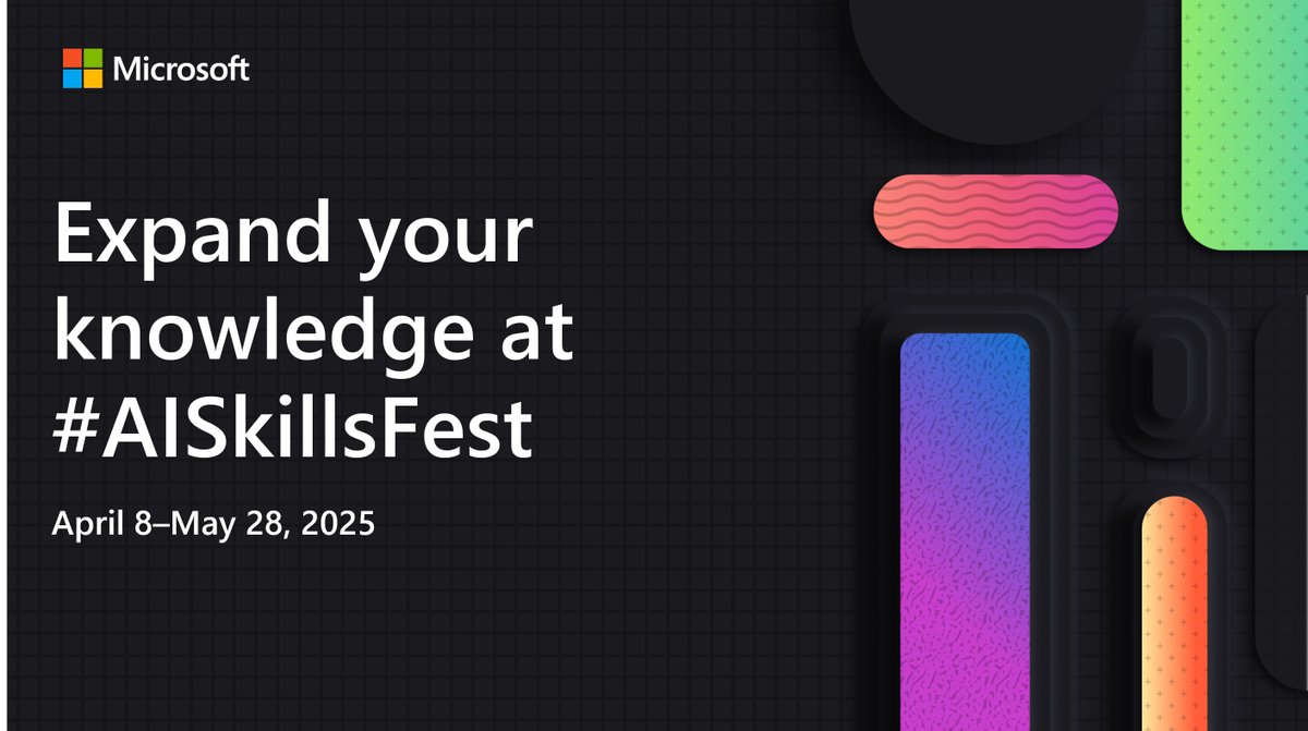 Microsoft UK (@microsoftuk) on Twitter photo Yes, you can still join #AISkillsFest, which runs until May 28, 2025! Check out the lineup and get ready for days of real learning. ✨ Register today: msft.it/6015SZY9d <a href="/MicrosoftLearn/">Microsoft Learn</a> Yes, you can still join #AISkillsFest, which runs until May 28, 2025! Check out the lineup and get ready for days of real learning. ✨ Register today: msft.it/6015SZY9d <a href="/MicrosoftLearn/">Microsoft Learn</a>
