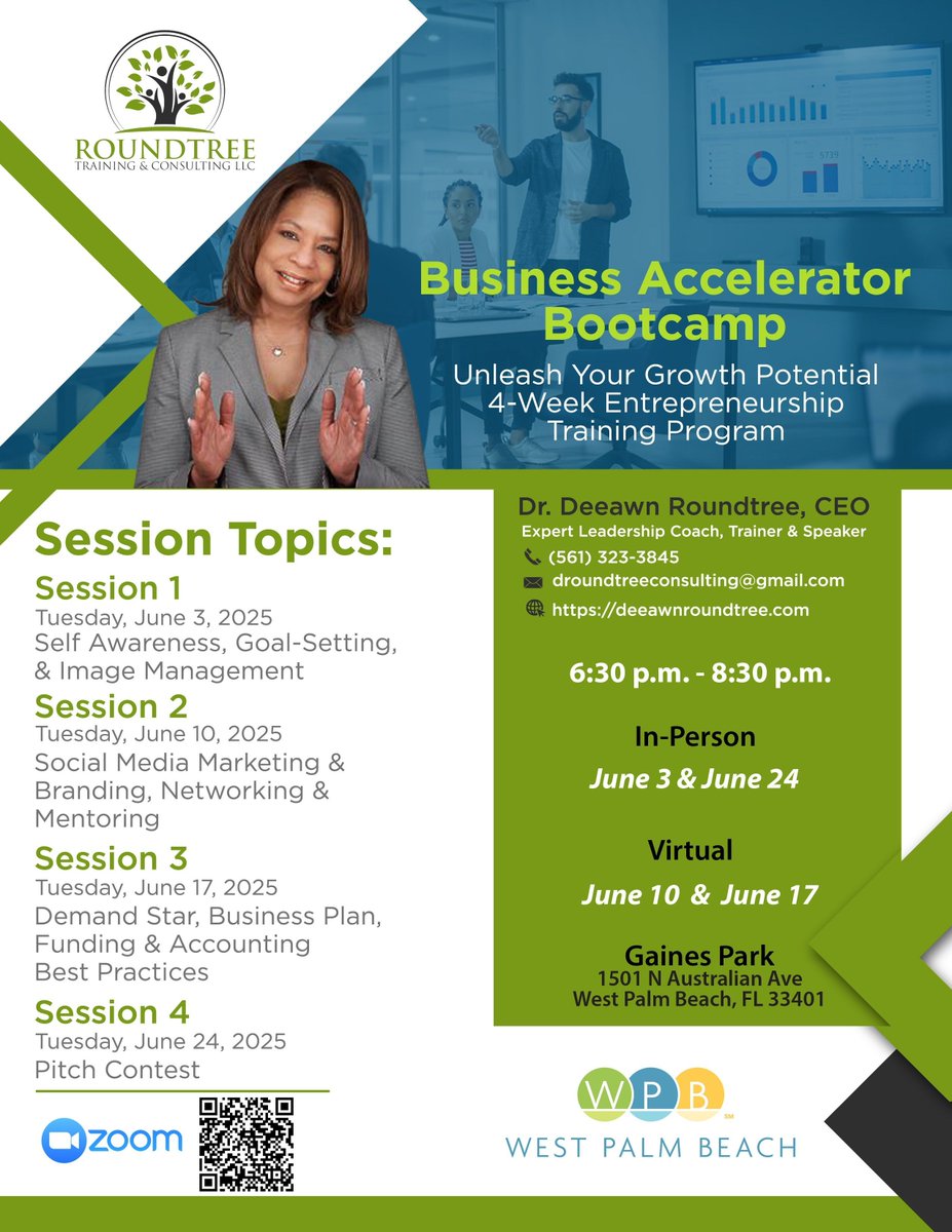 Ready to take your business to the next level? Join Dr. Deeawn Roundtree, CEO of Roundtree Training &amp; Consulting LLC, for a 4-Week Entrepreneurship Training Program designed to help you unleash your growth potential. Learn more buff.ly/1pnHbeO.