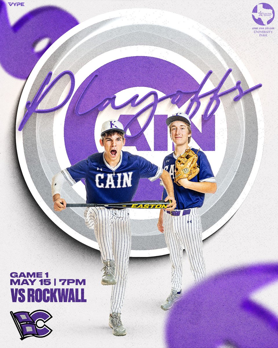 WE'RE BAAAAAAACK❗ 
⚾ PLAYOFFS | GAME 1
🆚 Rockwall
⌚ 7:00pm

--
#REIGNCAIN