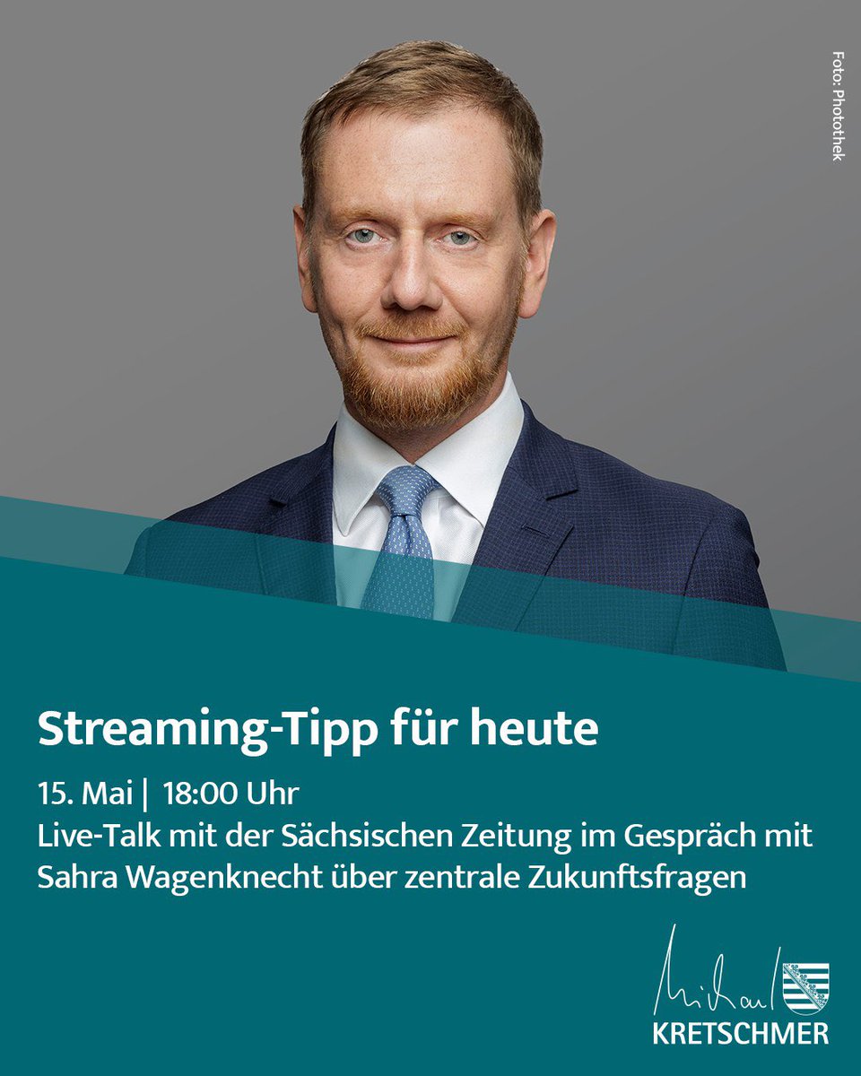 🎥 Streaming-Tipp für heute
📅 15. Mai | 🕕 18:00 Uhr
Live-Talk mit der Sächsischen Zeitung

Heute Abend bin ich in Dresden im Gespräch mit Sahra Wagenknecht. Gemeinsam sprechen wir über zentrale Zukunftsfragen – von Migration über Außenpolitik bis hin zur Entwicklung Sachsens.