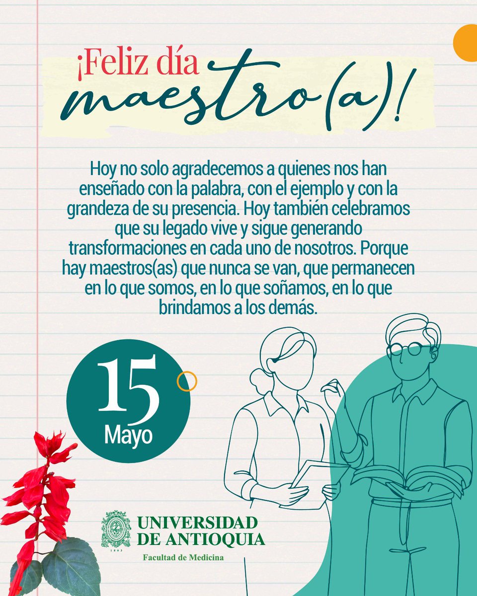 ¿En quién piensas cuando te preguntan a quién admiras por su conocimiento? ¿Se te ocurre alguien que además de enseñarte un saber, sea un ejemplo de integralidad y humanidad? 

¡Feliz día… maestros y maestras! 💚