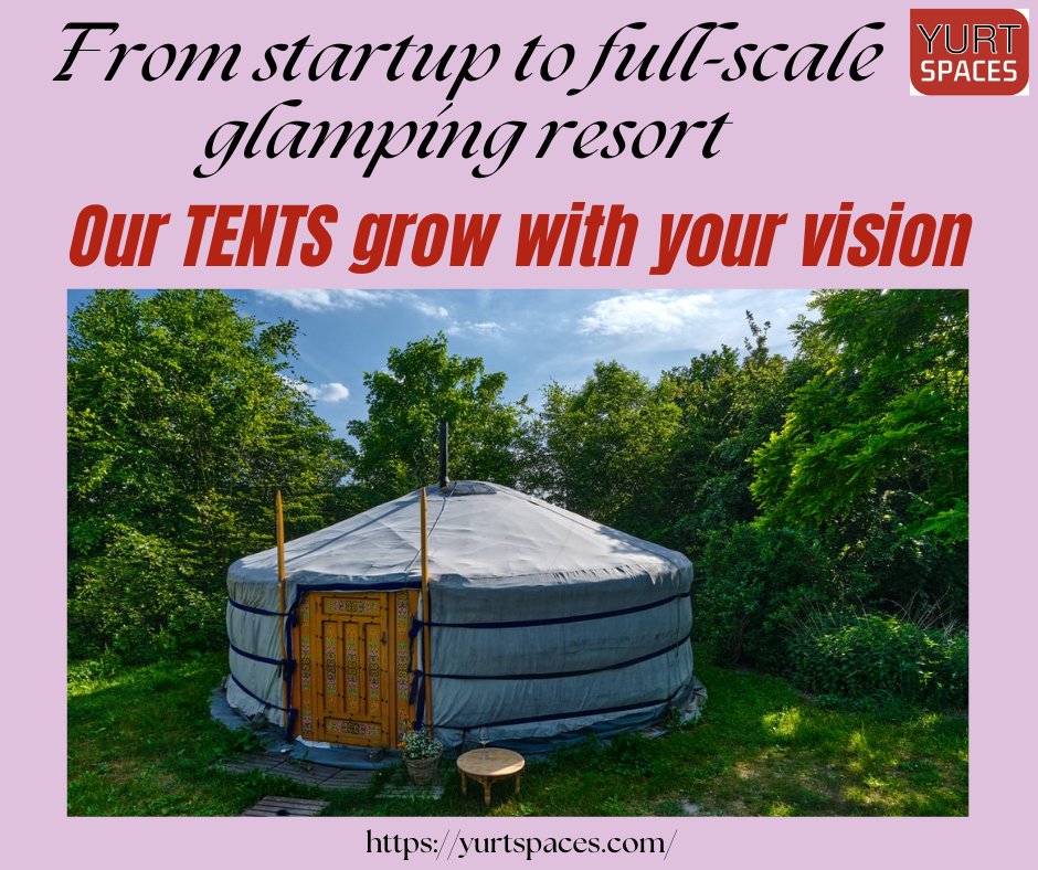 Yurtspace1's tweet image. From startup to full-scale glamping resort, our tents grow with your vision.

👉 Let’s talk about scaling your business: yurtspaces.com/yurt-units/

 #ScalableBusiness #YurtSolutions #TentSpacesYurt #GlampingGrowth
