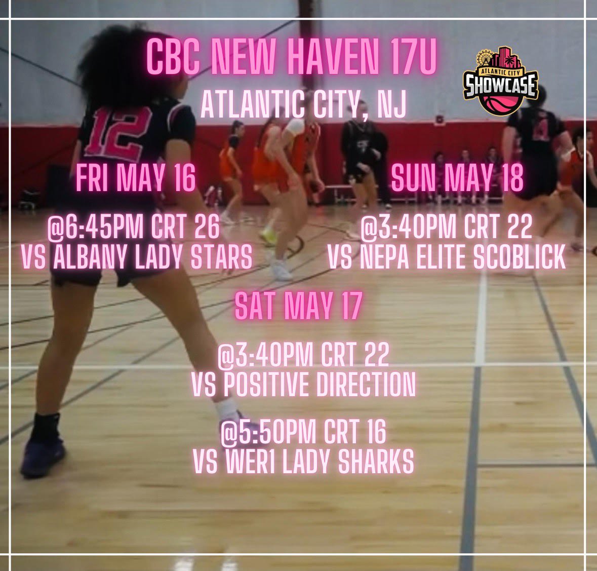 Here is my schedule for Atlantic City this weekend with <a href="/girlscbc/">CBC Girls</a> !! Come take a look:

<a href="/HallHamden/">Hamden Hall Official Girls Basketball Page</a> 
<a href="/NEPSGBCA/">NEPSGBCA</a>