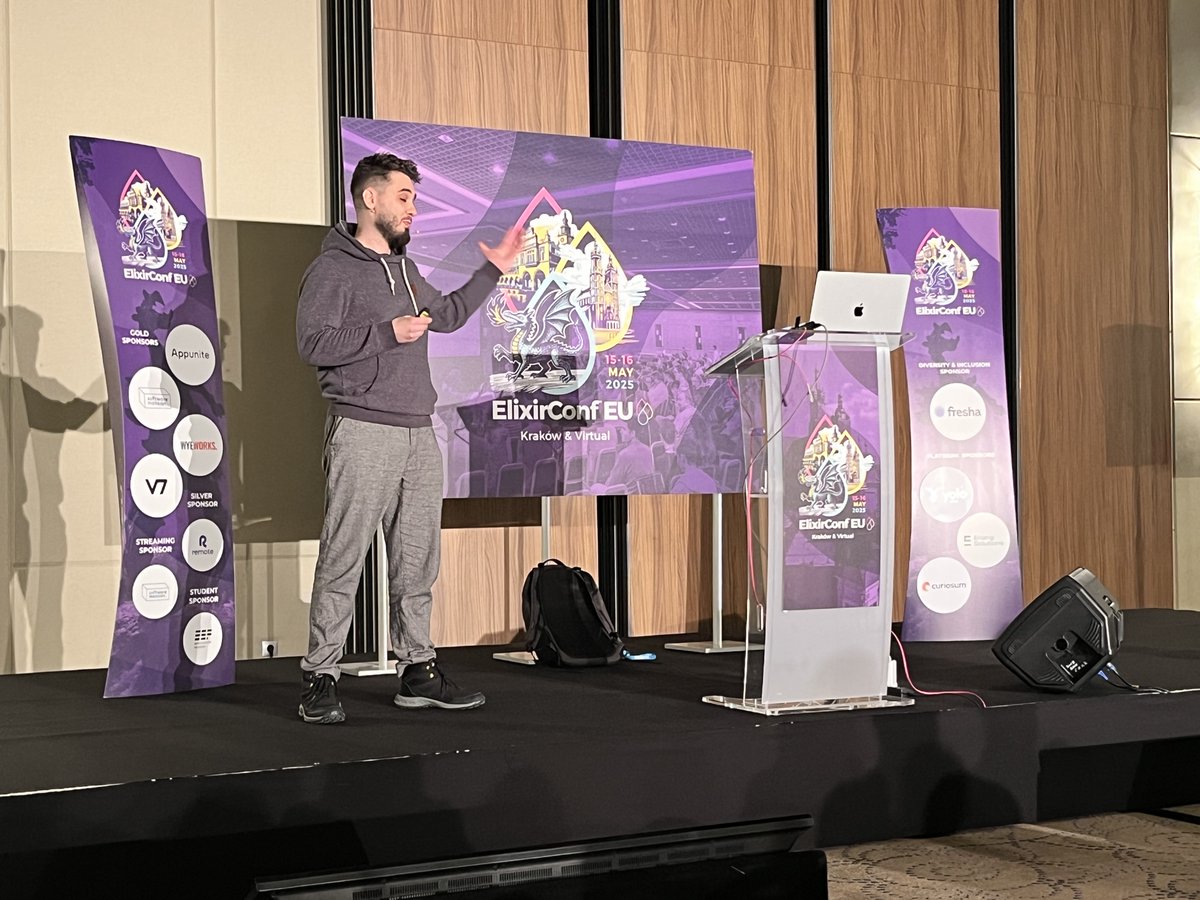 🌐 Elixir |&gt; run_in_browser(using: :hologram)
Elixir in the browser!
 Bart Blast shows how Hologram transpiles Elixir to JavaScript for rich, client-side UIs.
Full-stack Elixir — zero JavaScript required!

#ElixirConfEU #Hologram #ElixirJS #FullStackElixir