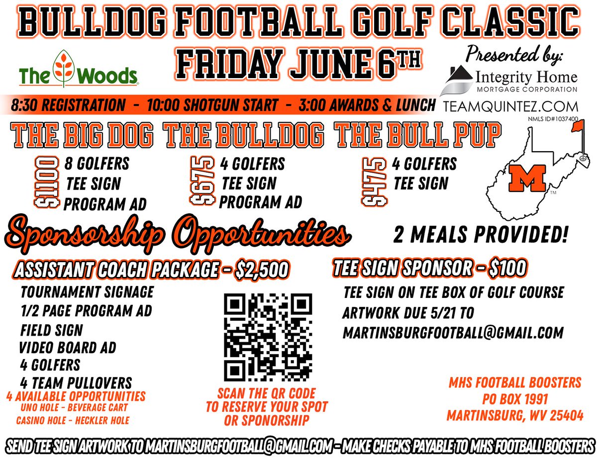 Still plenty of time to get you team registered or tee sign for the Bulldog Golf Classic! Scan the QR code to sign up! #GoDogs