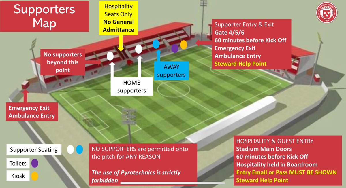 Hamilton Academical Womens Football Club (@accieswfc) on Twitter photo 🧑🧑🧒🧒🧵 Supporter Guidance
🏟️ Gate 4 open from 1pm
💷 £8 / £5
🆓 <a href="/theacciesfc/">Hamilton Academical FC</a> ST Holders + U16s
🪑 Please sit in designated areas
❌ No access to the pitch or tunnel for any reason
🏆 We ask all supporters to stay in the stand for the presentation at FT
Cont… ⬇️⬇️⬇️ 🧑🧑🧒🧒🧵 Supporter Guidance
🏟️ Gate 4 open from 1pm
💷 £8 / £5
🆓 <a href="/theacciesfc/">Hamilton Academical FC</a> ST Holders + U16s
🪑 Please sit in designated areas
❌ No access to the pitch or tunnel for any reason
🏆 We ask all supporters to stay in the stand for the presentation at FT
Cont… ⬇️⬇️⬇️