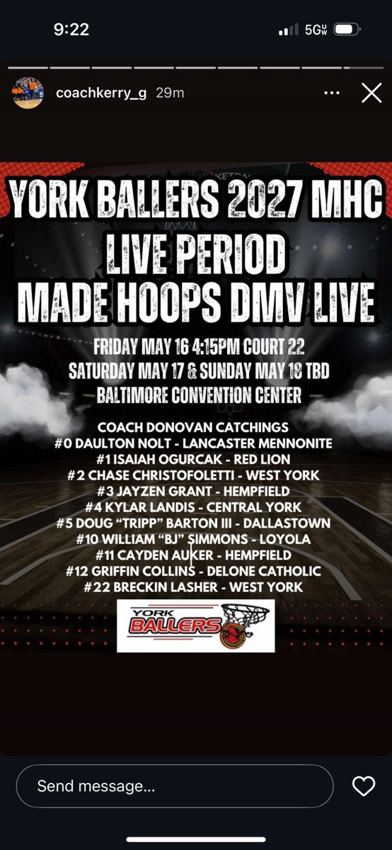 Isaiah Ogurcak (@isaiahogurcak1) on Twitter photo Looking forward to <a href="/madehoops/">MADE Hoops</a> DMV Live this weekend with <a href="/yorkballers/">York Ballers Inc #TeamEastBay</a> U16 - starts Friday at 4:15pm on court 22 Looking forward to <a href="/madehoops/">MADE Hoops</a> DMV Live this weekend with <a href="/yorkballers/">York Ballers Inc #TeamEastBay</a> U16 - starts Friday at 4:15pm on court 22