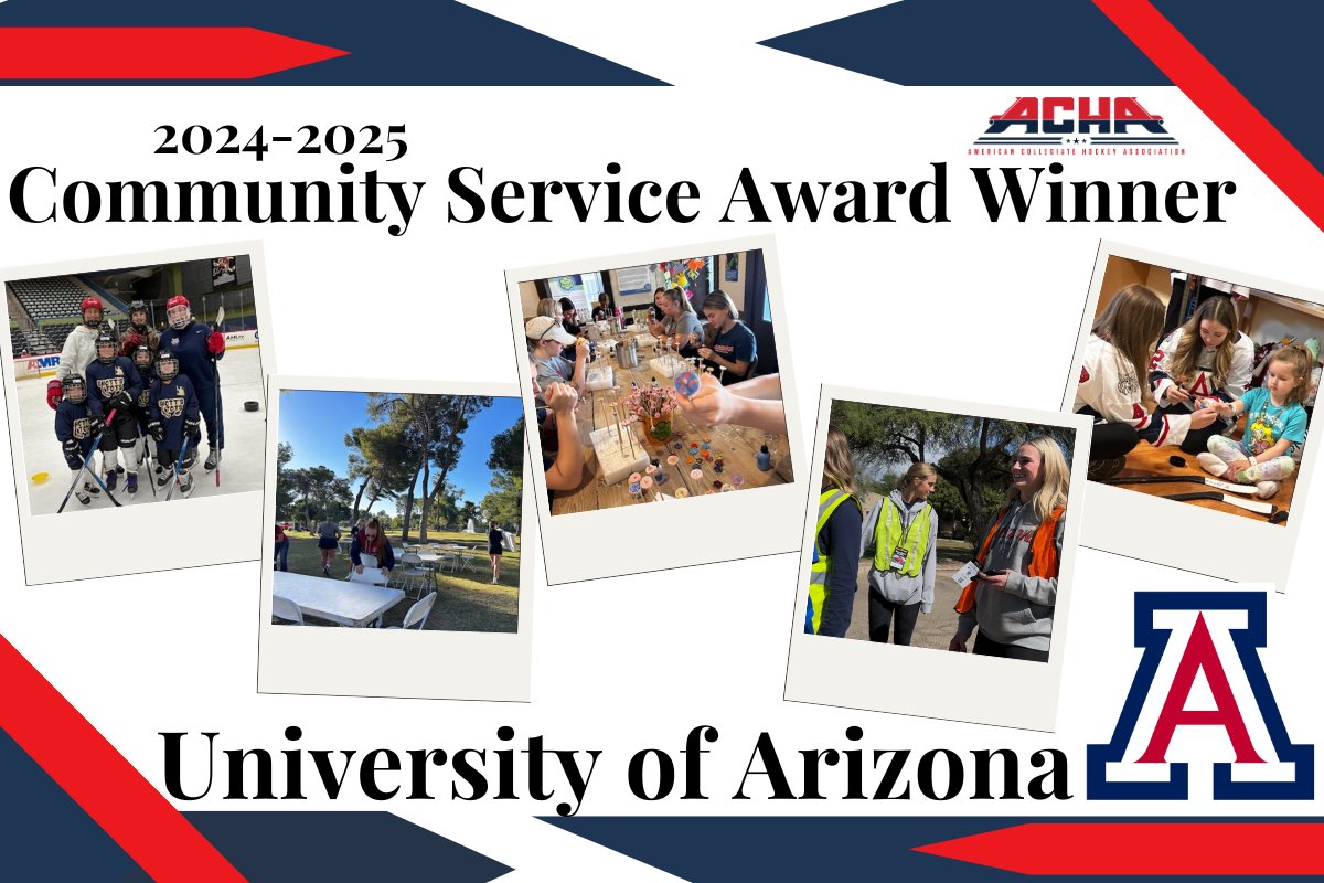 This year's W1 Community Service Award Winner is University of Arizona! Among other things, the team helped at a pancake breakfast for underprivileged youth. They coached a LTP program, and hosted a try hockey event for girls. #communityfirst