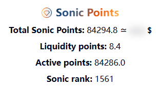 I have 84,294 Sonic Points now, and ranked 1,561.😎

Bros, you grinding the Sonic airdrop?

I’ve earned ~8 $xSHADOW on <a href="/ShadowOnSonic/">Shadow Exchange x(3,3) 💥</a> , staked it, and voted for my LP pair. 

This way: 
• I earn protocol fees, voting incentives, and exit penalties. 
• My LP pair receives more