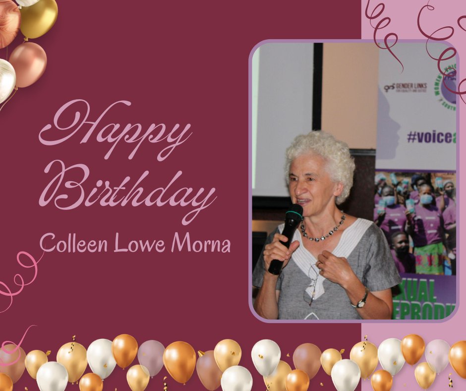 Gender Links (@genderlinks) on Twitter photo Happy Birthday to <a href="/clowemorna/">Colleen Lowe Morna</a> our visionary leader, mentor and friend of all of us in the gender equalityย movement! Happy Birthday to <a href="/clowemorna/">Colleen Lowe Morna</a> our visionary leader, mentor and friend of all of us in the gender equalityย movement!