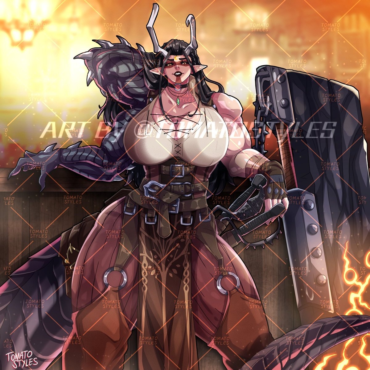 Comms for <a href="/PWigg/">Scrimmy</a>

#commission #pinup #いい太ももの日 #art #dnd #illustration