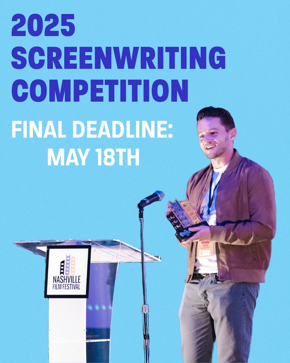 nashfilmfest's tweet image. LAST CALL FOR SCREENPLAY SUBMISSIONS 📢  Our Screenwriting Competition features several categories, including drama, comedy, horror and genre features, shorts, 30 minute and 60 minute pilots. 

Submissions open on FilmFreeway &amp;amp; Coverfly. #NashFilm56 #ScreenwritingCompetition