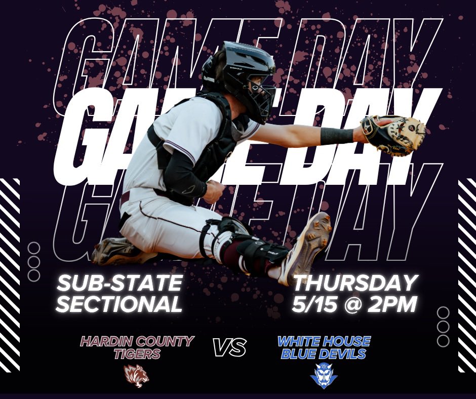🚨GAMEDAY🚨

District ✅
Regional ✅
Sectional 👀

The Tigers head to Middle TN to take on the White House Blue Devils in game 1 of the best of 3‼️ #BELIEVE   🐅⚾️