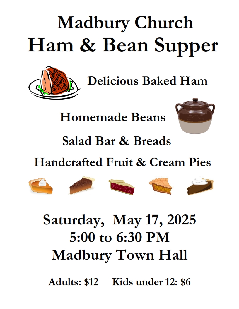 Sharing for our Madbury neighbors.

Enjoy an evening catching up with friends and neighbors at the Madbury Church Ham &amp; Bean Supper, Saturday, March 15, 5-6:30 pm, at the Madbury Town Hall.  All are welcome!