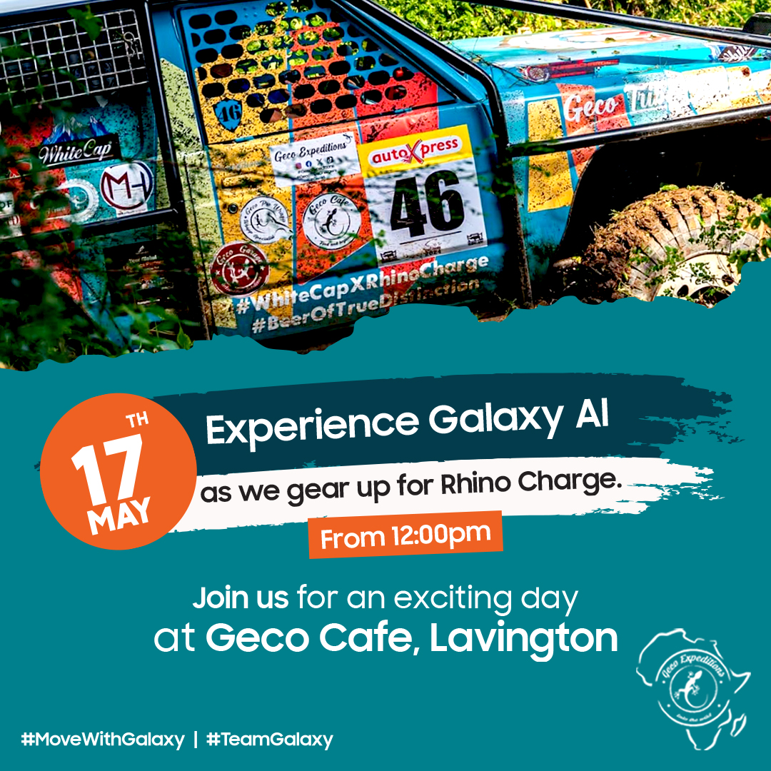 SamsungMobileKE's tweet photo. Counting down to Rhino Charge with Geco expeditions π₯³ Come hangout with us and our #TeamGalaxy influencers at Geco Cafe, Lavington this Saturday.
#MoveWithGalaxy https://t.co/CcrYsHd5mK